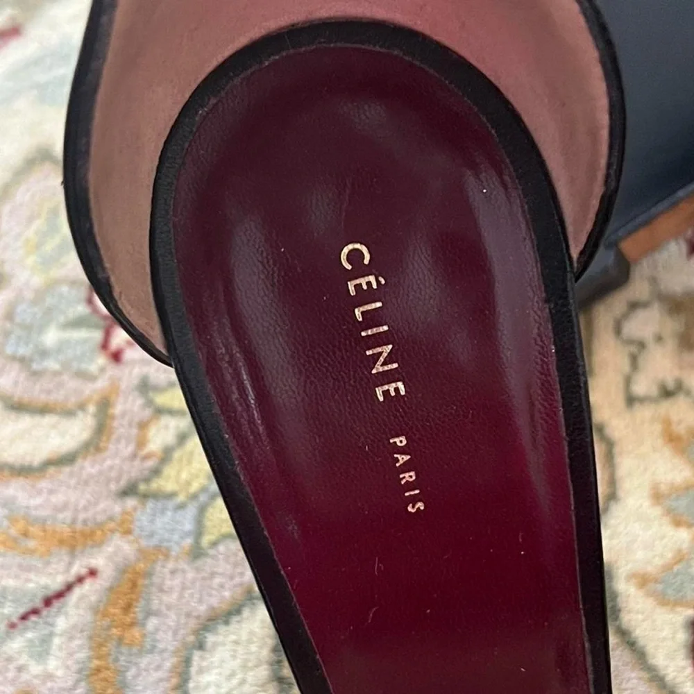 CELINE black wedge sandals size 38 - Picture 4 of 6
